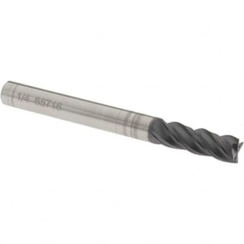 OSG 1/4, 3/4 LOC, 1/4 Shank Diam, 2-1/2 OAL, 4 Flute, Solid Carbide Square End Mill Single End, EXO Finish, Spiral Fl...